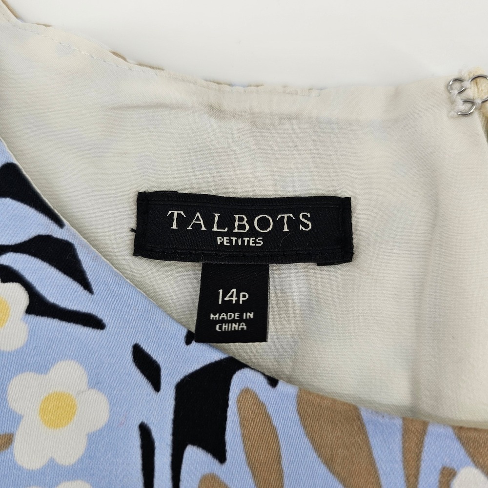 Talbots Petites Botanical Garden Sheath Dress Ruffle Hem 14P - Picture 6 of 7